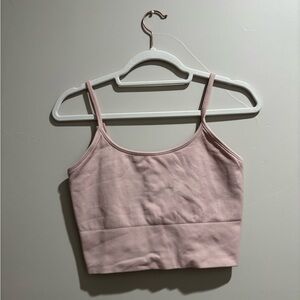 Pink Ribbed Women's Crop Top